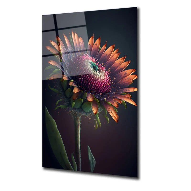 Home Main 31 DikeySag Egzotik Mor Cicek Cam Tablo Home Main