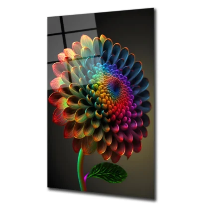 Artello Decor Gökkuşağı Spiral Çiçek Modern Cam Tablo Tasarımı