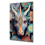 Artello Decor Mistik Boğa Cam Tablo - Rengarenk Mandala Desenli Modern Sanat - Görsel 2