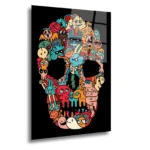 Artello Decor Doodle Karakterler Cam Tablo - Rengarenk Modern İllüstrasyon