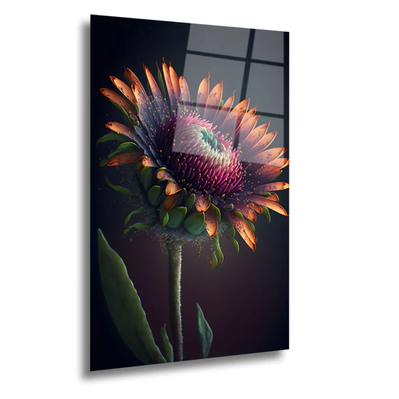 Home Main 30 DikeySol Egzotik Mor Cicek Cam Tablo Home Main