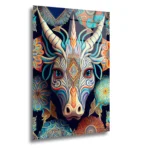 Artello Decor Mistik Boğa Cam Tablo - Rengarenk Mandala Desenli Modern Sanat