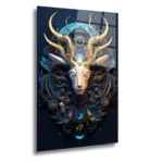 Artello Decor Mistik Geyik Cam Tablo - Altın Detaylı Modern Sanat