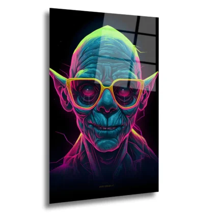 Artello Decor Neon Gözlüklü Gollum Cam Tablo - Modern Pop Art İllüstrasyon