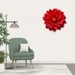 Kırmızı Dahlia Çiçeği Metal Duvar Dekoru - Artello Decor Modern Floral Seri