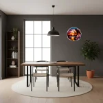 Tropikal Gün Batımı ve Çiçekler Metal Duvar Dekoru - Modern Manzara Seri - Görsel 2