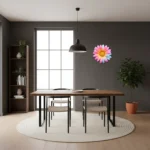 Pembe ve Mavi Gerbera Çiçeği Metal Duvar Dekoru - Artello Decor Modern Floral Seri - Görsel 2