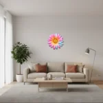 Pembe ve Mavi Gerbera Çiçeği Metal Duvar Dekoru - Artello Decor Modern Floral Seri - Görsel 3