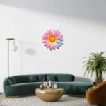 Pembe ve Mavi Gerbera Çiçeği Metal Duvar Dekoru - Artello Decor Modern Floral Seri - Görsel 4